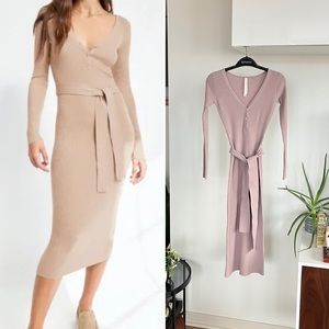Aritzia The Group Long Sleeve Henley Dress in mauve